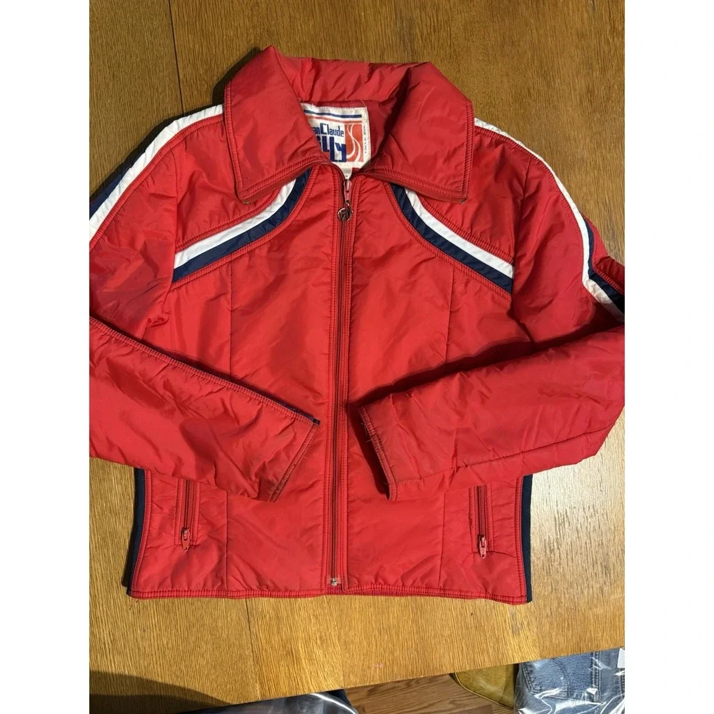 Vintage 80's Jean Claude Killy Red White Striped Nylon Ski Winter Jacket Mens 40
